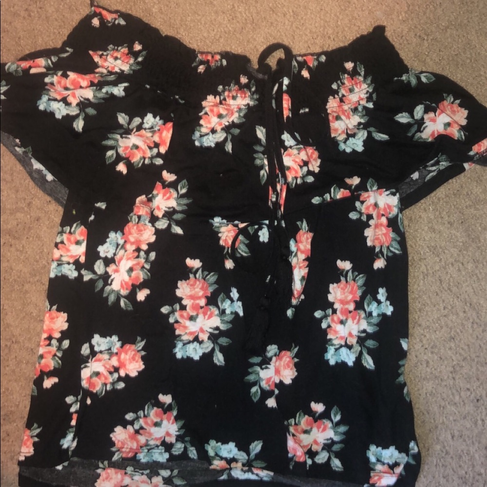 Flower off the shoulder top